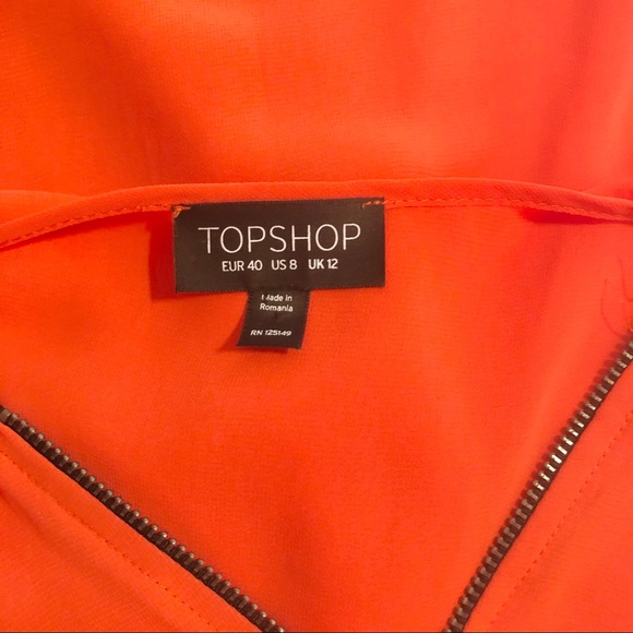 TOPSHOP SLEEVLESS SHEER BLOUSE TOP ZIP UP US 8 ORANGE - Picture 4 of 6